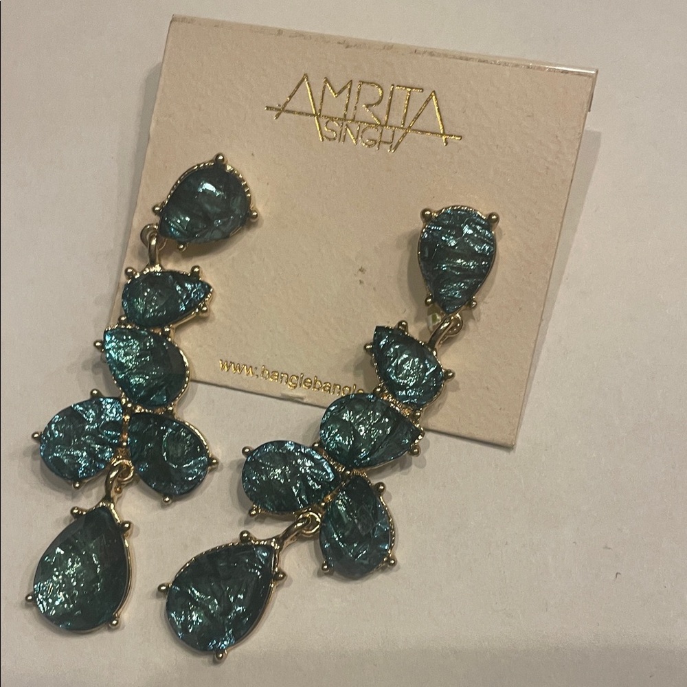 Amrita Singh Blue and Gold Statement Earrings